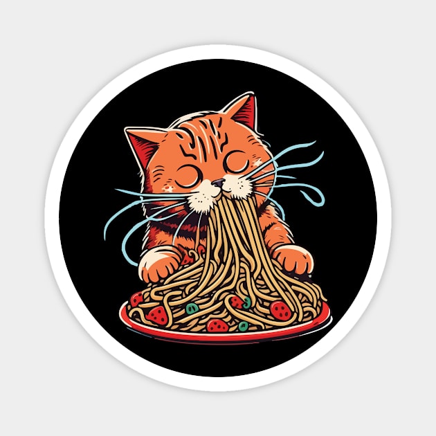 Cat Eating Spaghetti Magnet by vectrus